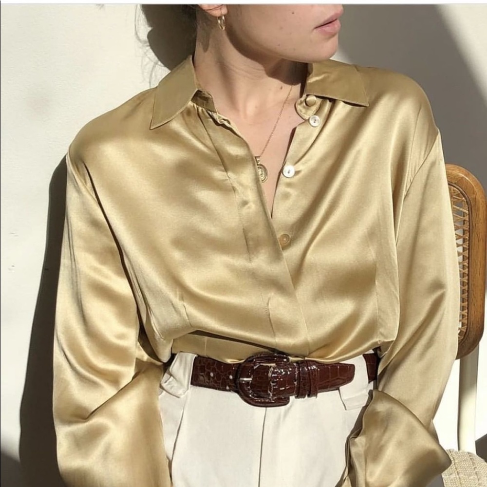 Vintage 100% Gold Silk Blouse
